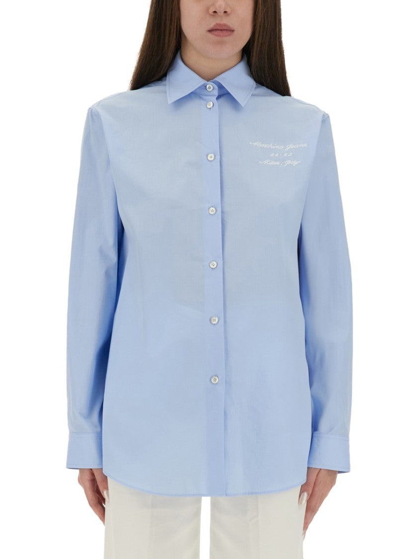 Moschino Regular Fit Tailored Shirt With Embroidered Logo