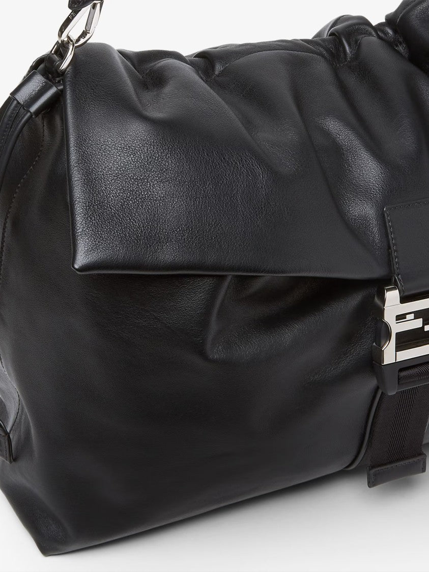 Fendi Mamma Baguette Ruched Flap Leather Bag