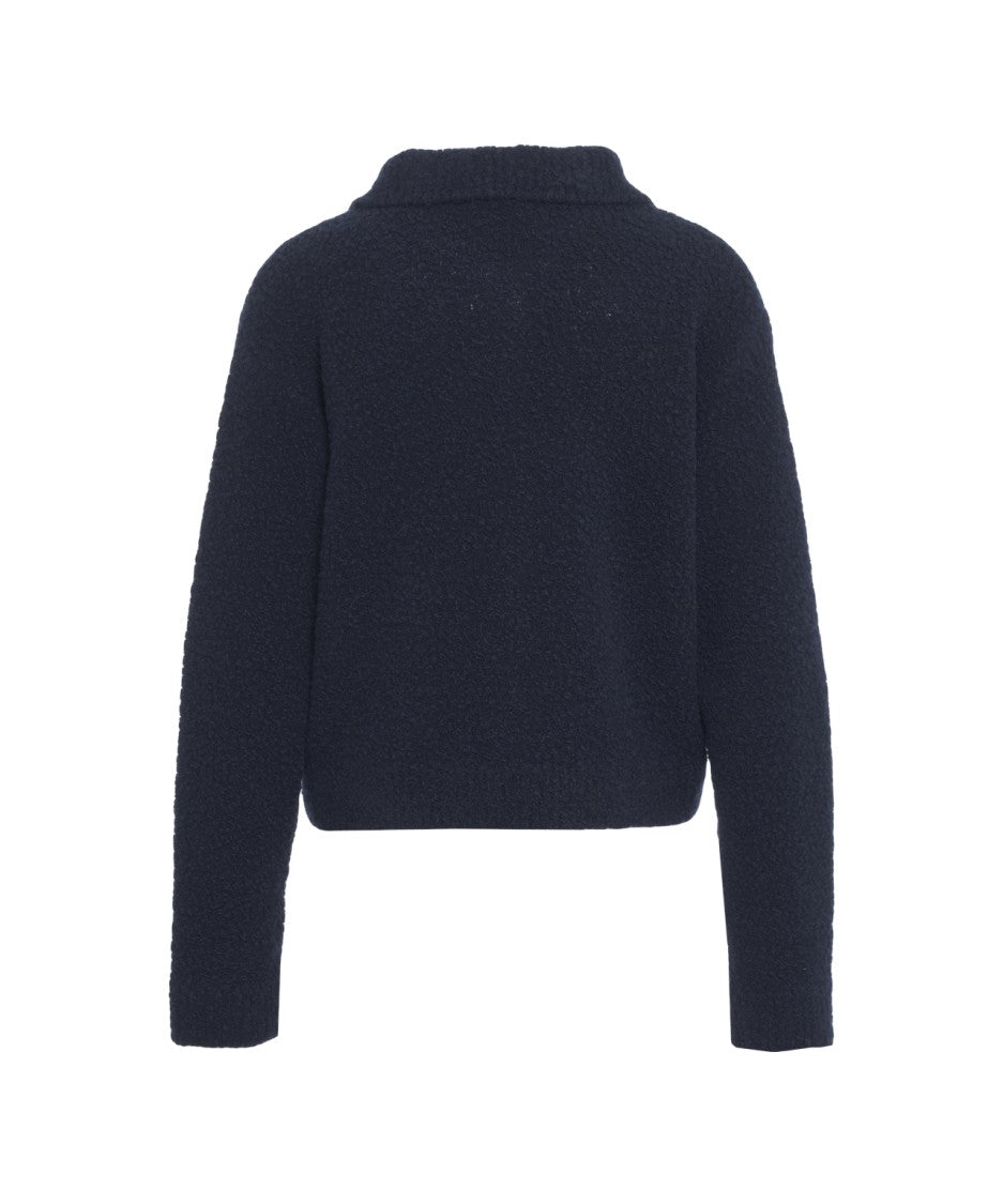 8Pm Textured Knit Cardigan With Classic Collar And Button-Down Front