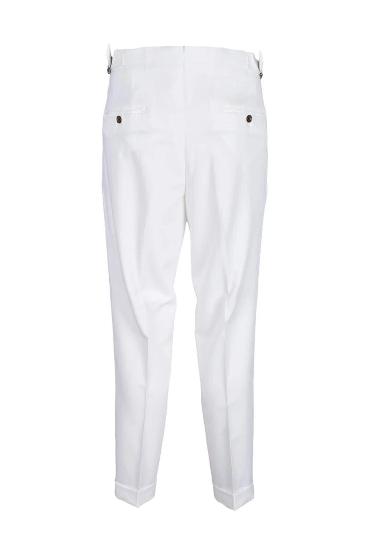 Suithomme Tailored White Trousers With Cropped Design And Subtle Pleating