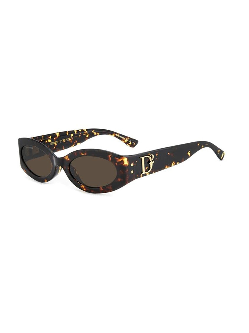 Dsquared2 Oval Tortoiseshell Acetate Sunglasses With Logo Detail