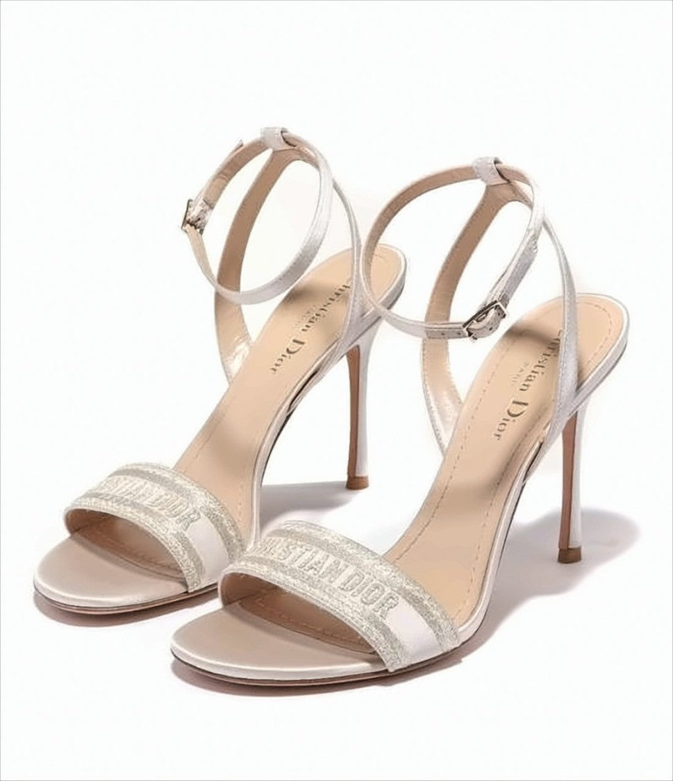 Christian Dior High-Heeled Sandals With Ankle Strap And Embroidered Detail