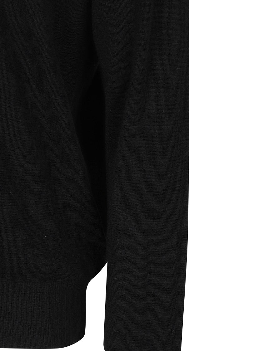 Burberry Classic Black Sweater With Distinctive Patterned Trim