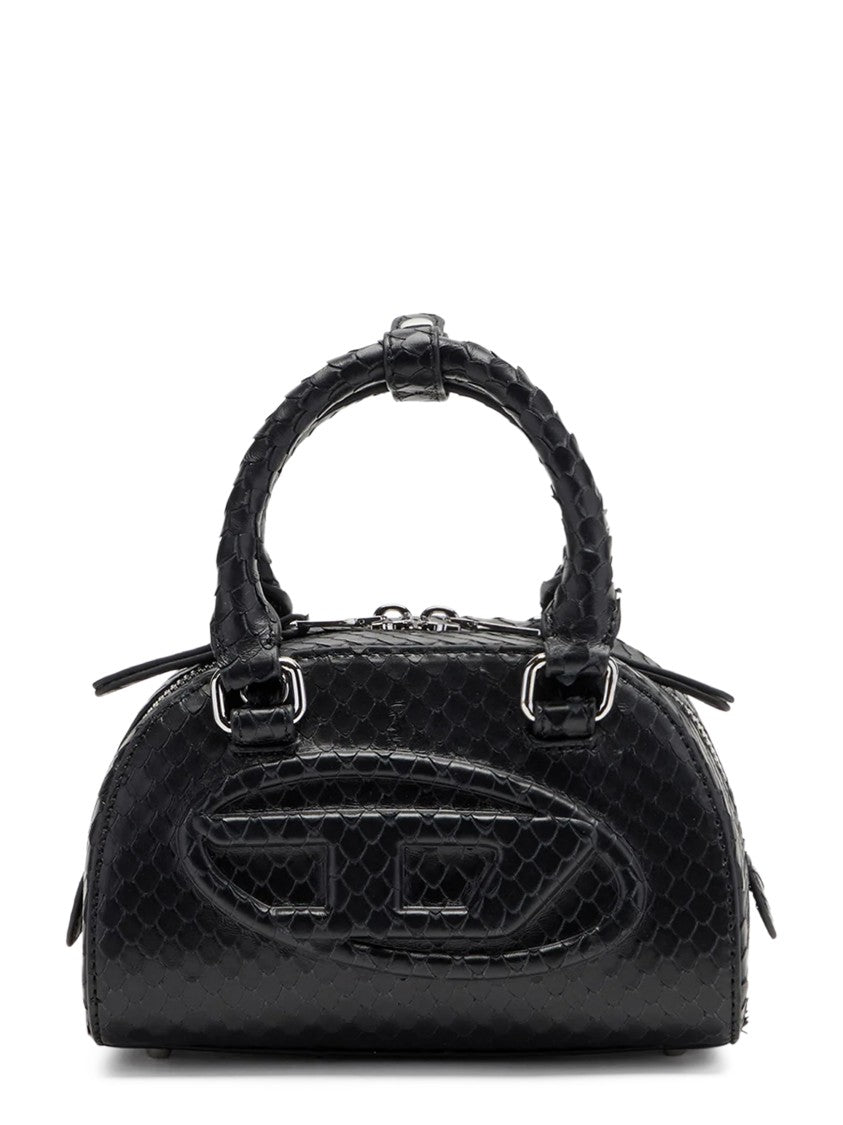 Diesel Textured Black Dome Crossbody Bag With Zipper Closure