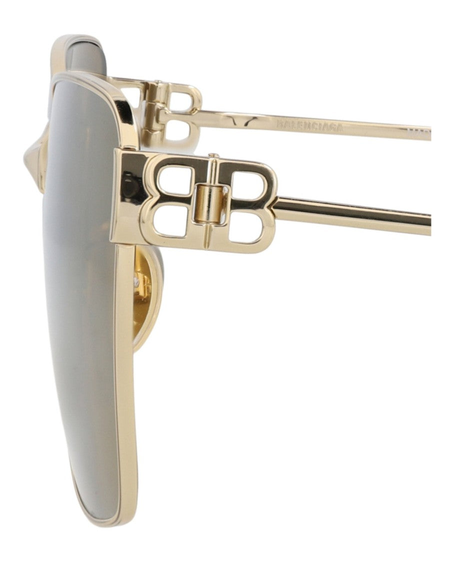 Balenciaga Square-Frame Metal Sunglasses