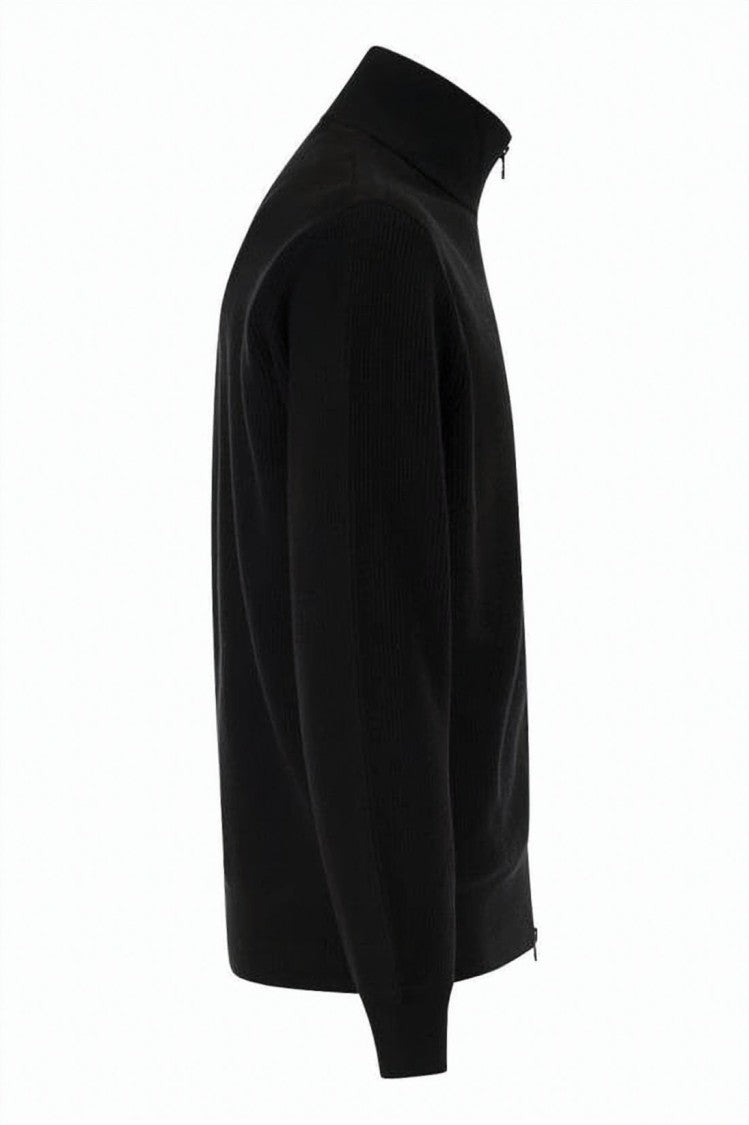 Stone Island High-Collar Black Zip-Up Sweater