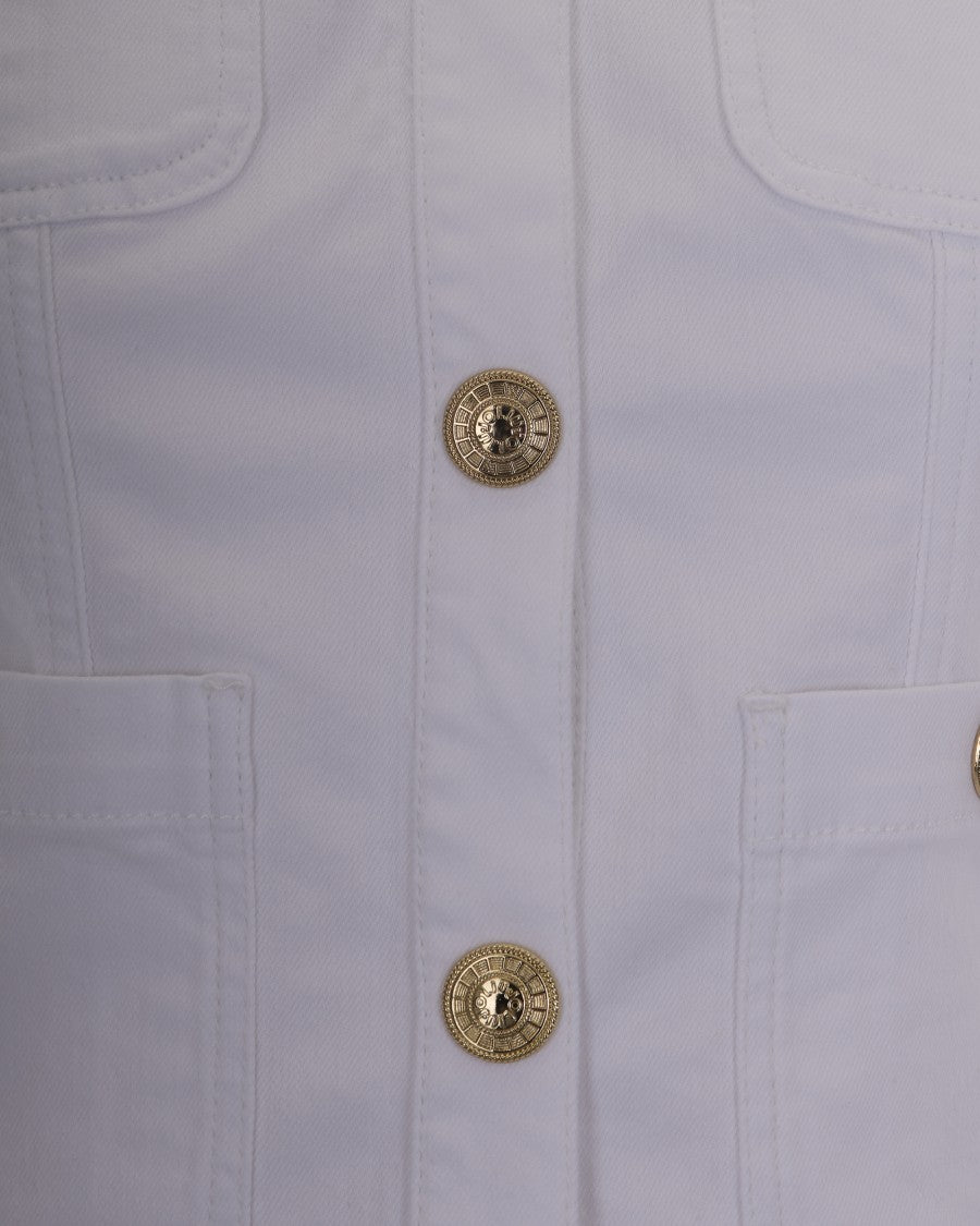 Liu Jo Fitted White Jacket With Gold-Tone Logo Buttons