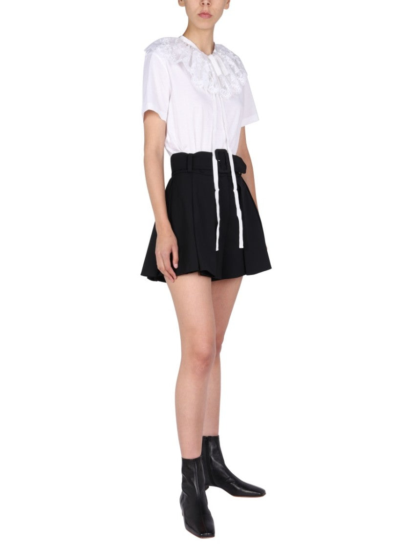 Patou Intricate Lace Embroidery Collar T-Shirt