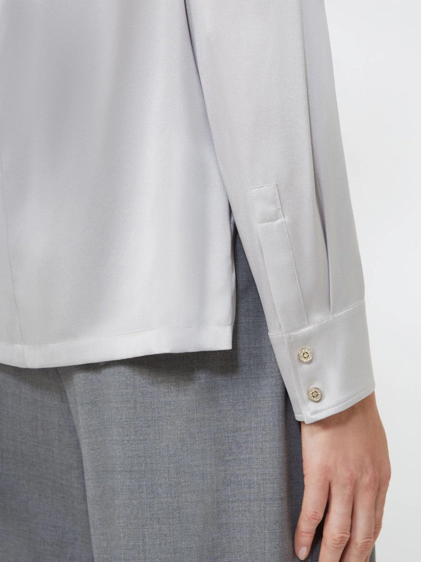 Max Mara Pearl Grey Blouse With Classic Neckline