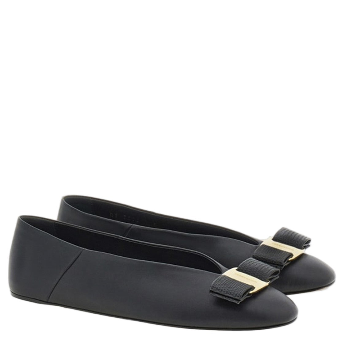Salvatore Ferragamo Glossy Leather Ballerina Flats With Signature Bow