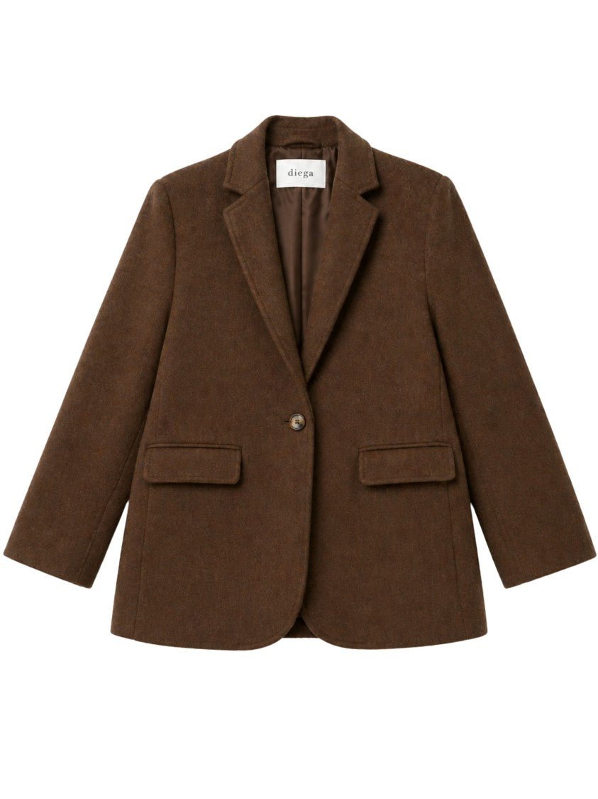 Diega Tailored Brown Blazer With Notched Lapels And Flap Pockets