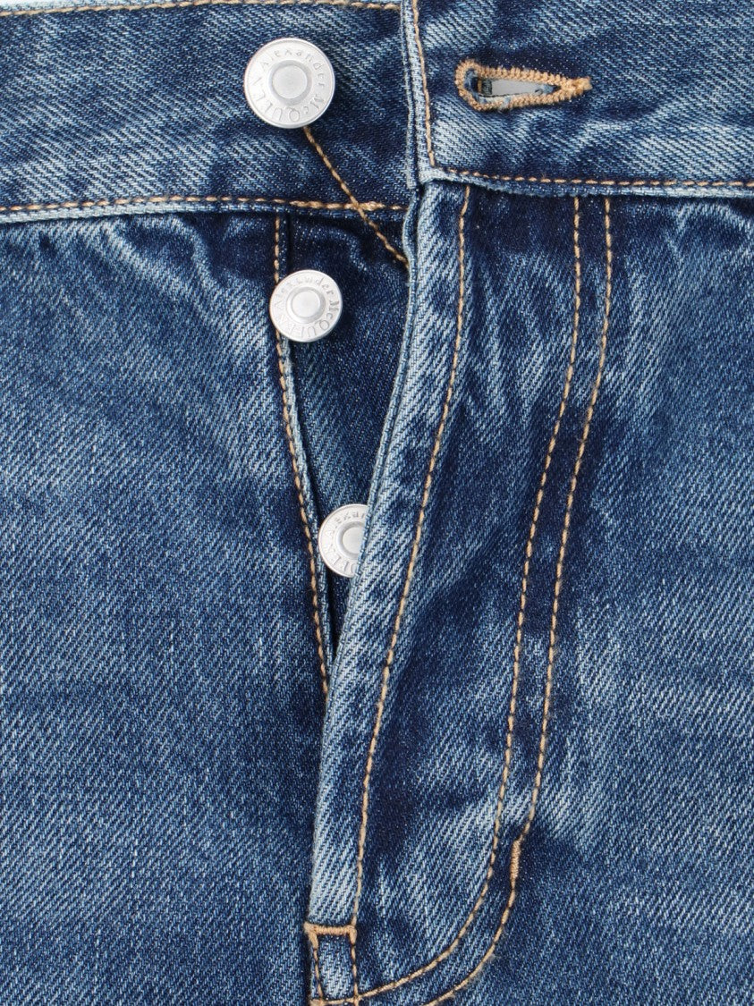 Alexander Mcqueen Straight Jeans In Blue Denim Worn Wash