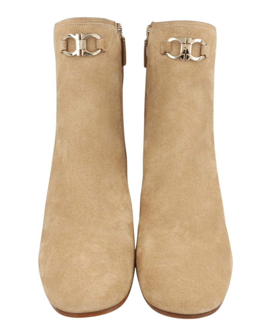 Ferragamo Catuja 70 Suede Ankle Booties With Wedge Heel