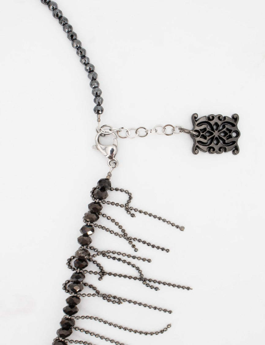 Panicale Layered Metal Necklace With Shiny Bead Design