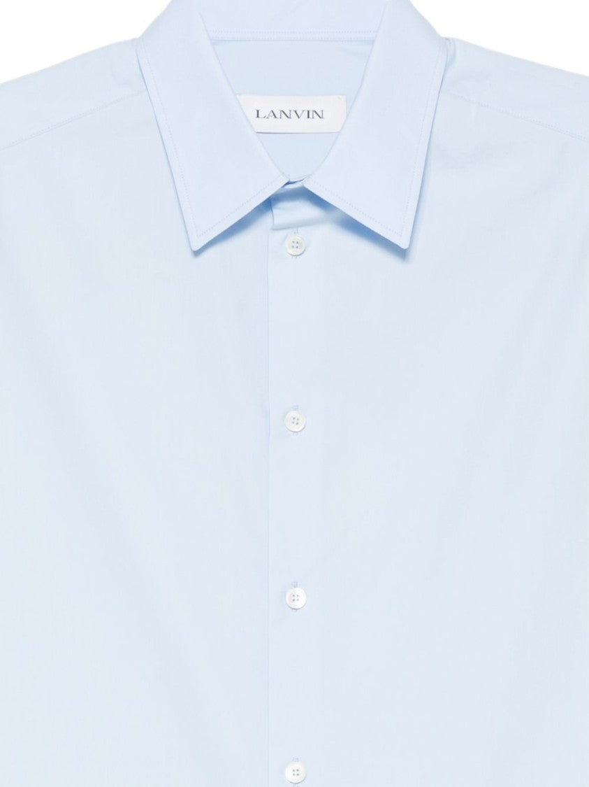 Lanvin Light Blue Silk And Nylon Long-Sleeve Shirt