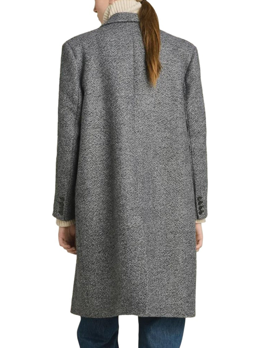Soeur Textured Wool Blend Coat With Oversized Silhouette And Tailored Design