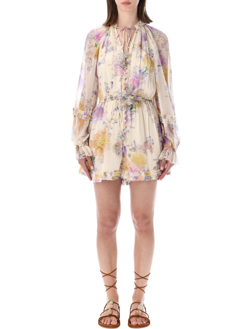 Zimmermann Luna Ruffled Floral Playsuit