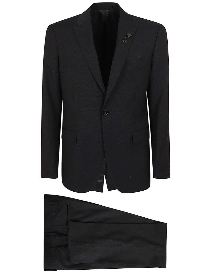 Lardini Slim Fit Black Suit With Notched Lapels