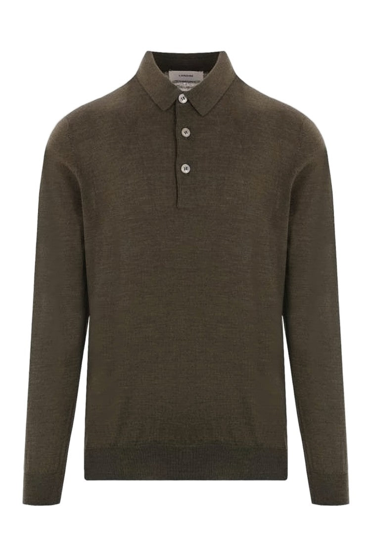 Lardini Long-Sleeve Wool Polo Shirt