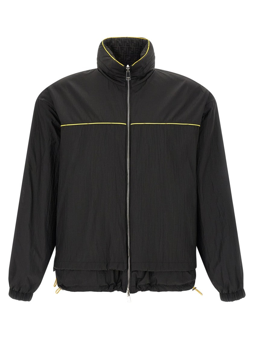 Fendi Reversible Anorak With Contrast Piping And Subtle Logo Print