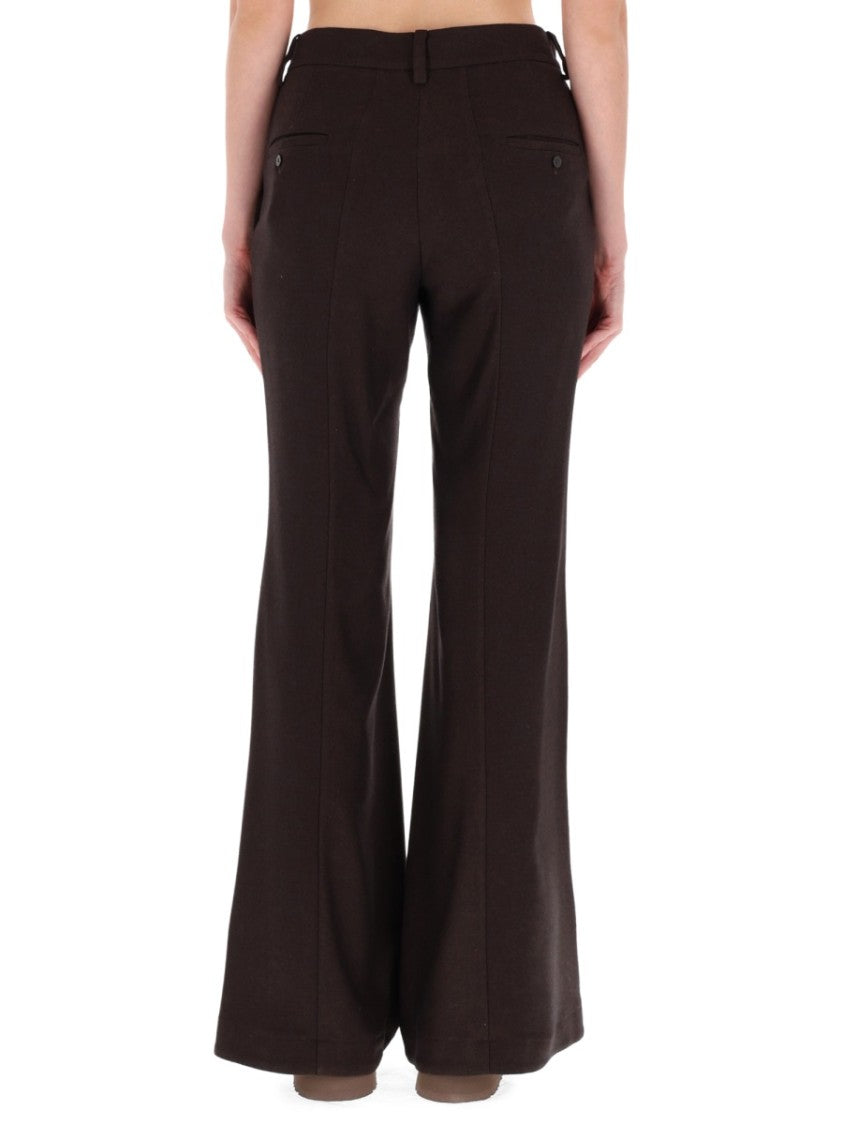 Alysi High-Waisted Wide-Leg Flannel Wide-Leg Pants