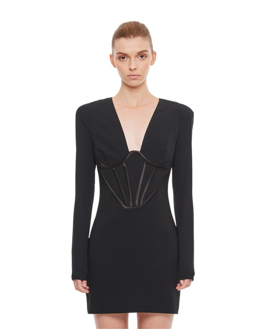 Versace Bodycon Corset-Inspired Mini Dress With Deep V Neckline