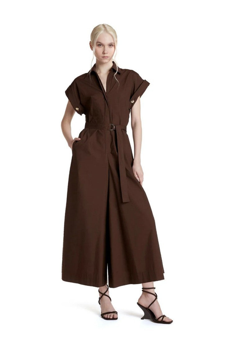 Simona Corsellini Brown Crepe Midi Dress