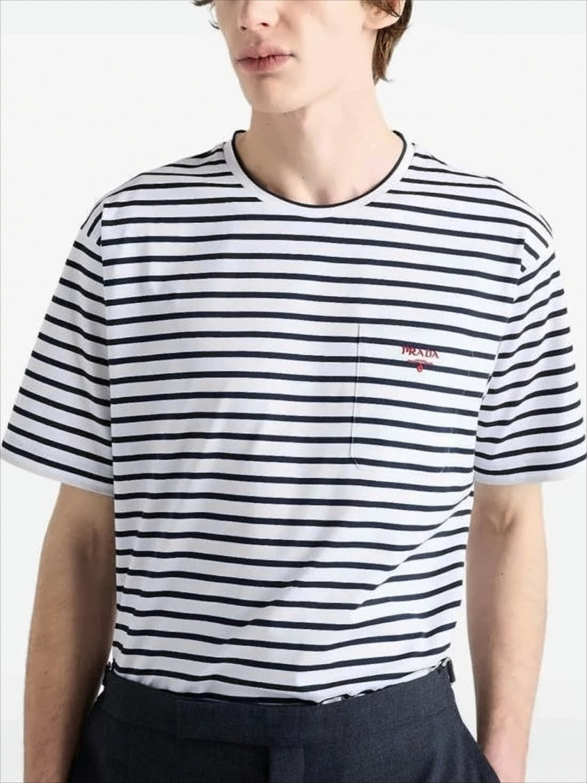 Prada Horizontal Stripe Short-Sleeved Prada T-Shirt