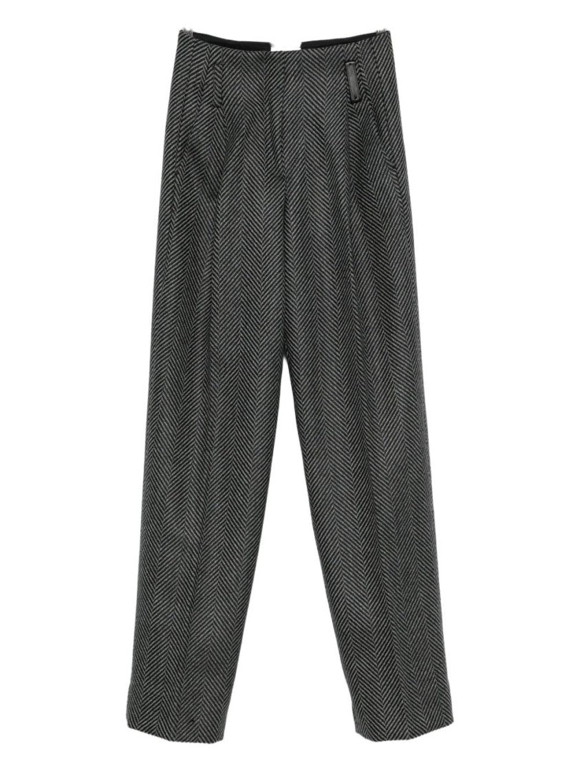 Forte Forte Tailored Herringbone Grey Pants In Virgin Wool