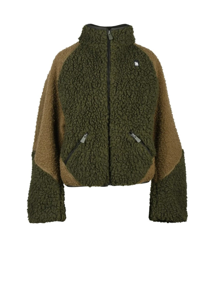 Bacon Olive Green Wool-Blend Plush Coat