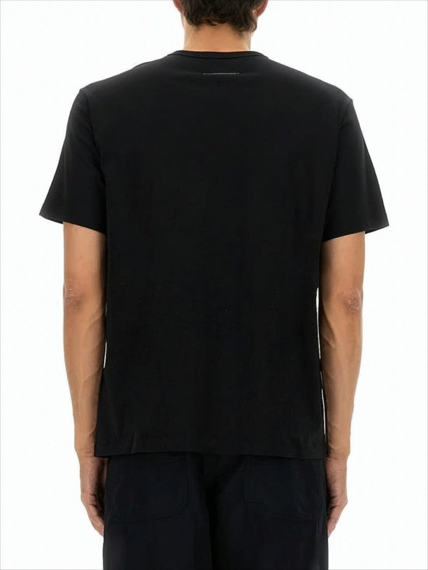 Mm6 By Maison Margiela Minimalist Black Cotton T-Shirt With Numeric Logo