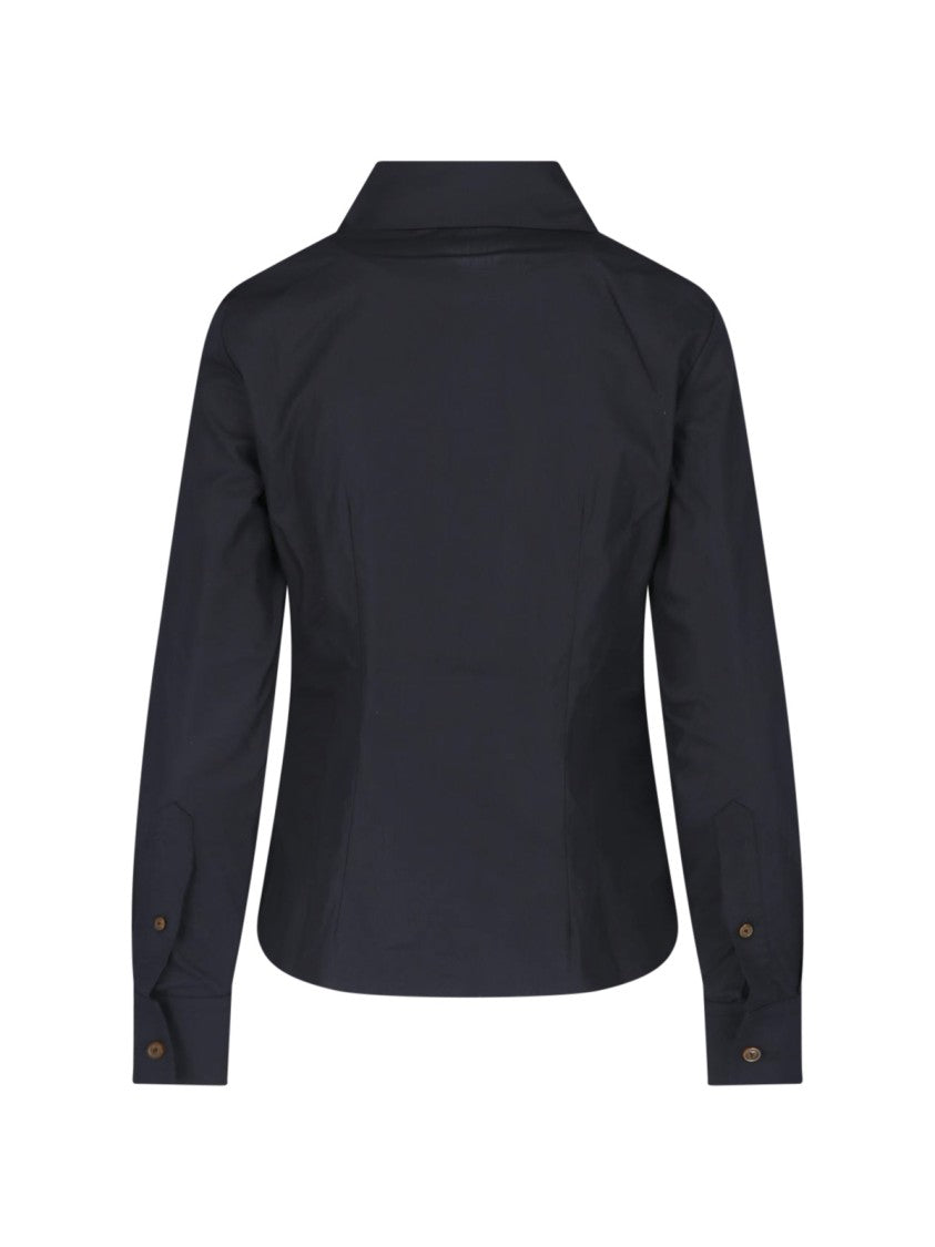 Vivienne Westwood Fitted Black Shirt With Oversized Pointed Collar