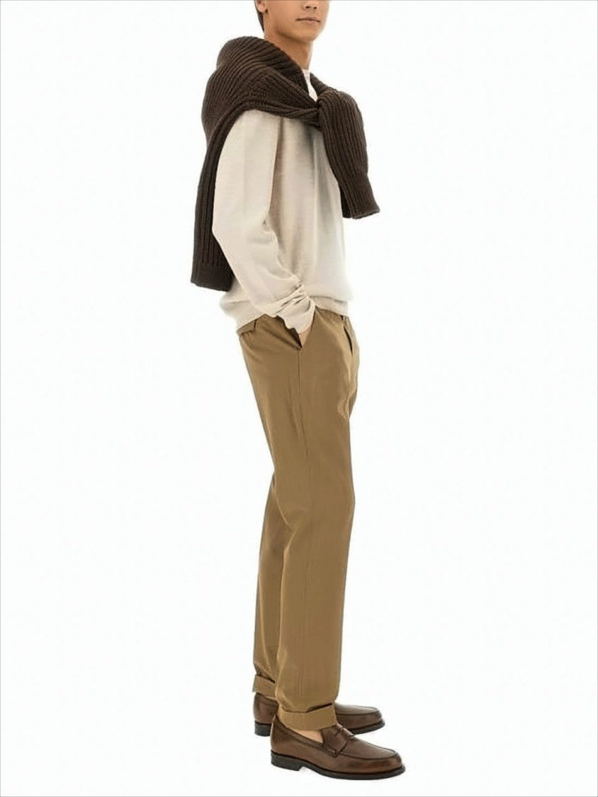 Pt Torino Tailored Brown Suit Pants With Straight-Leg Silhouette