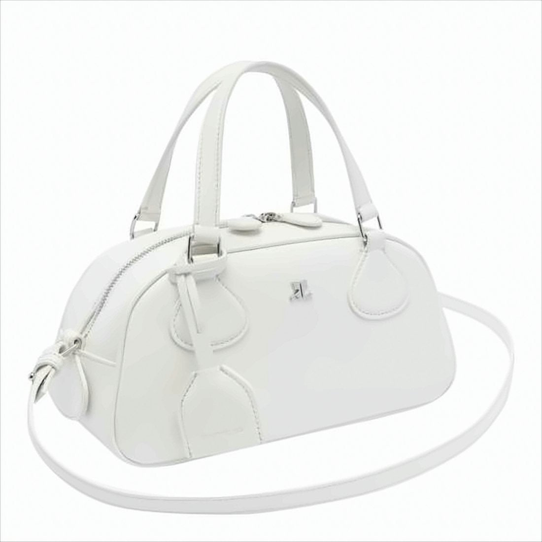 Courrèges Structured White Calf Leather Tote Bag