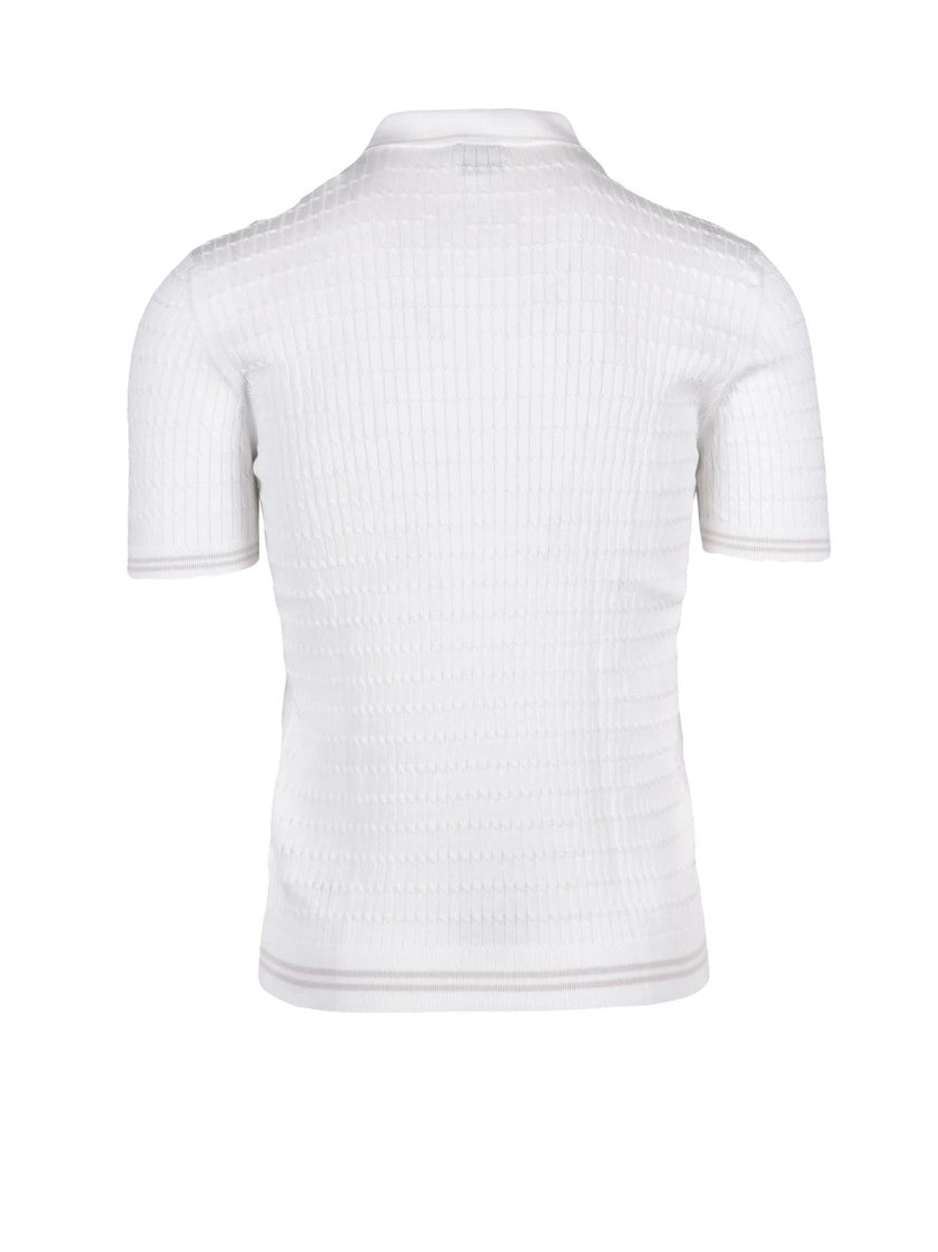 Eleventy White Men Cotton Knit Polo