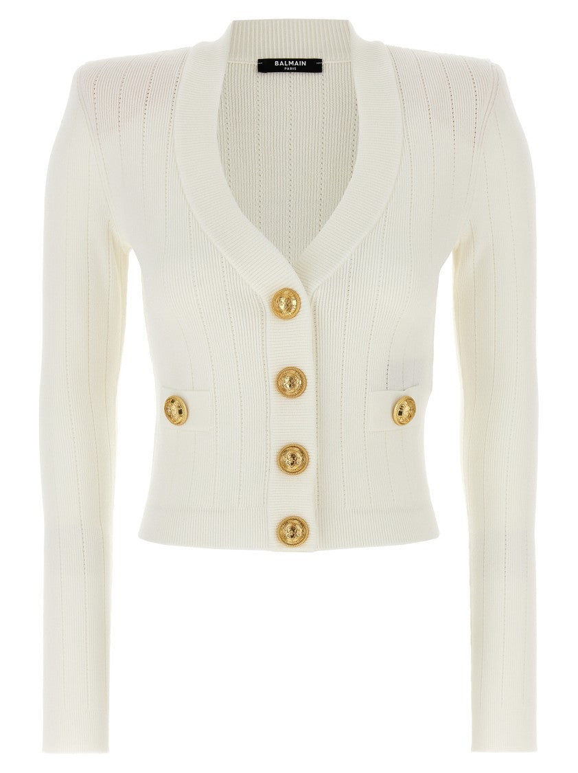 Balmain Logo Buttons Cardigan