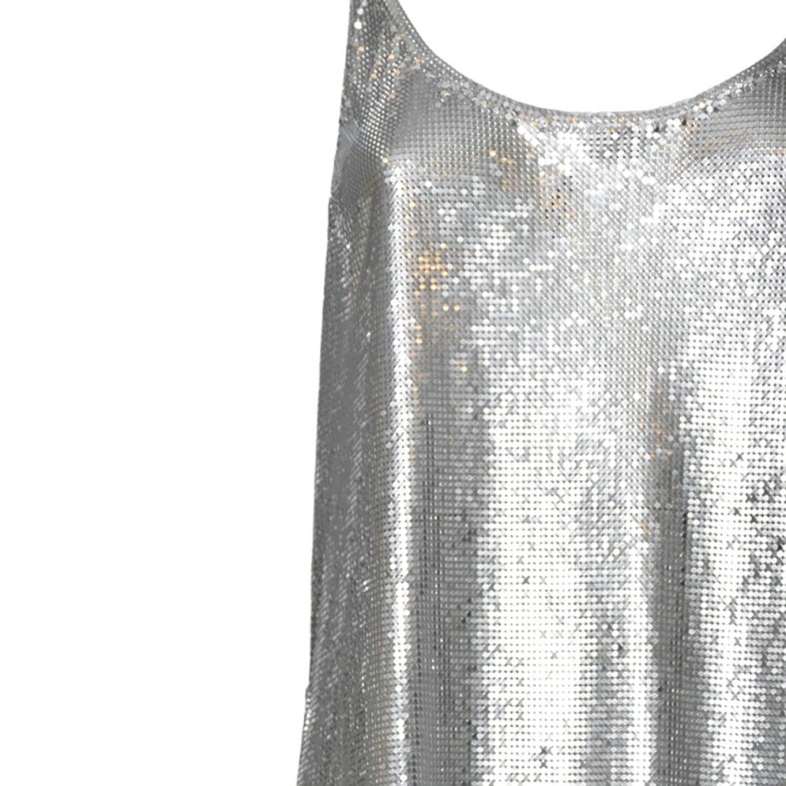 Rabanne Metallic Mesh Tank Top With Side Slits
