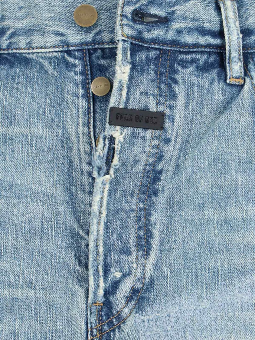 Fear Of God Light Blue Distressed Jeans - Light Blue
