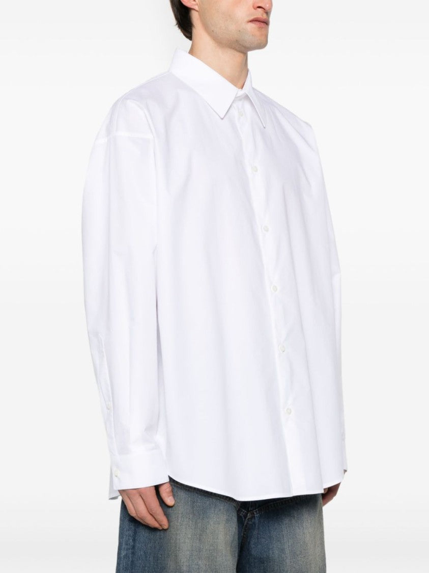 Balenciaga Logo-Embroidered White Relaxed-Fit Shirt