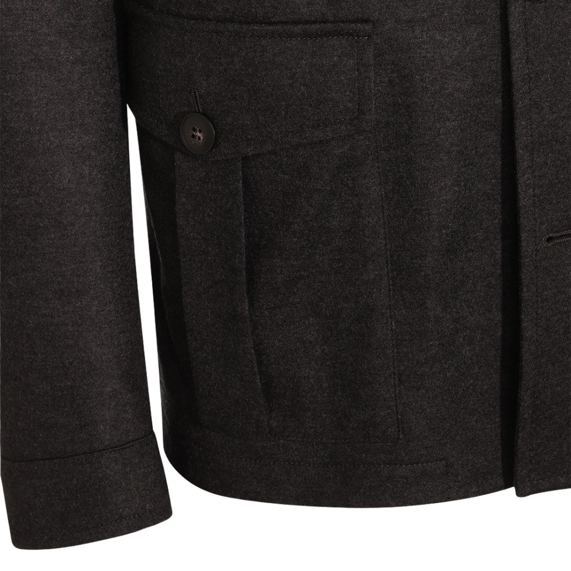 Canali Structured Black Jacket With Buttoned Front
