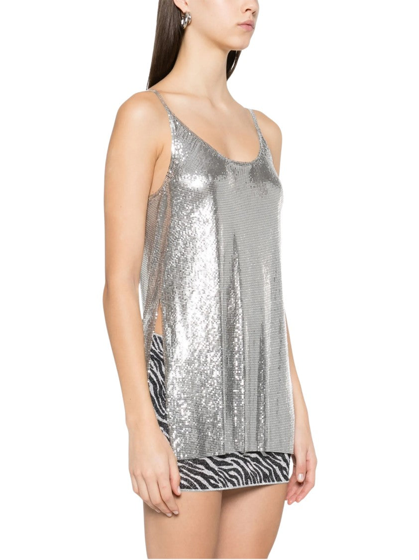 Rabanne Shimmering Silver Sequin Sleeveless Top