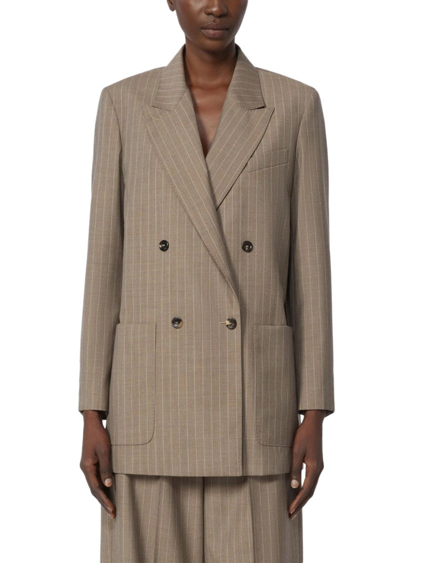 Max Mara Pinstripe Virgin Wool Double-Breasted Blazer