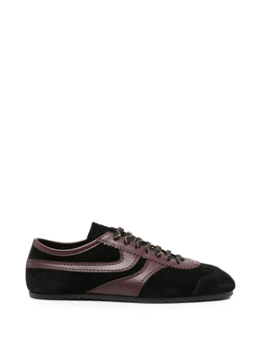Dries Van Noten Low-Profile Sneakers With Glossy Overlays And Patterned Laces