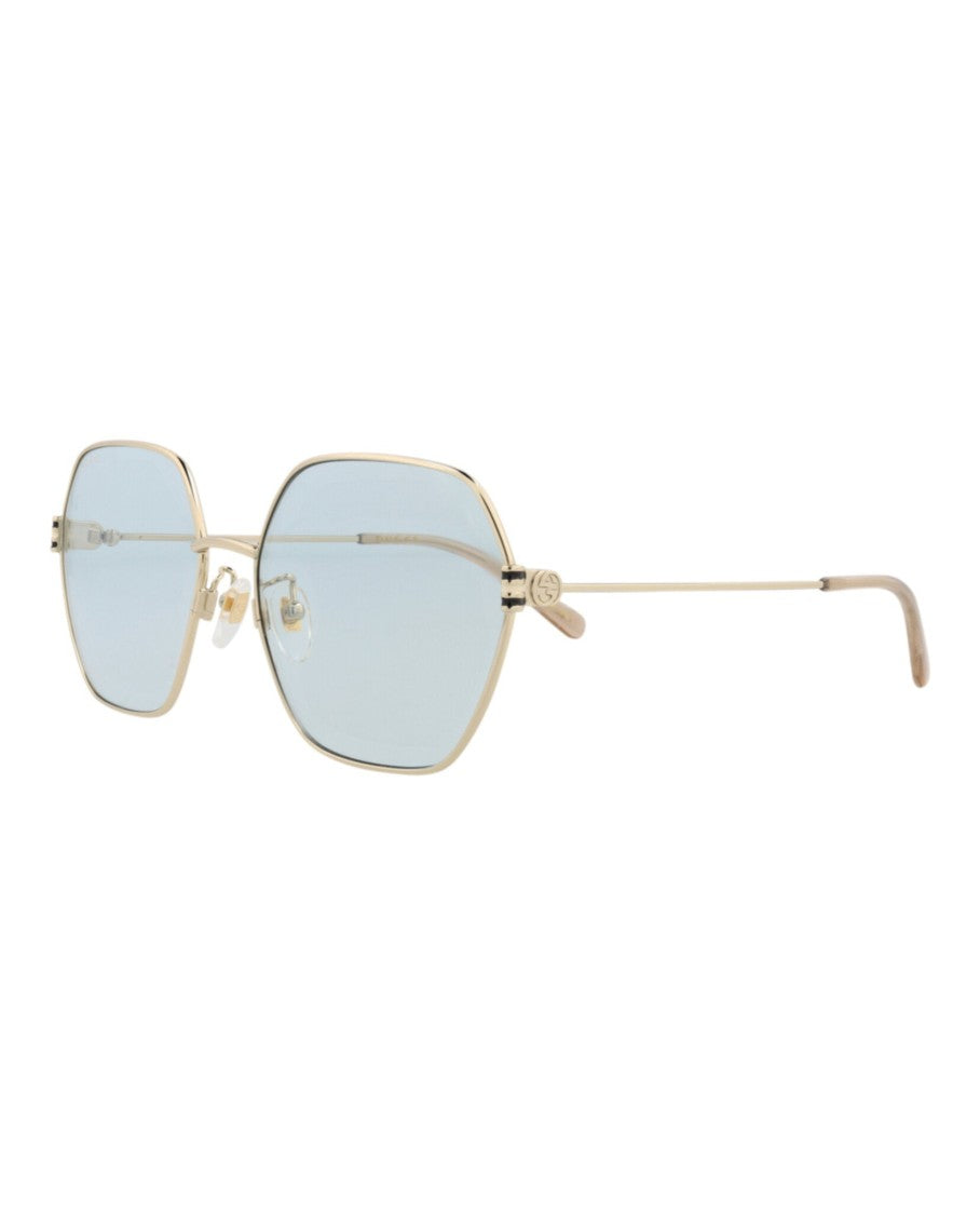 Gucci Square-Frame Metal Sunglasses With Adjustable Nosepads