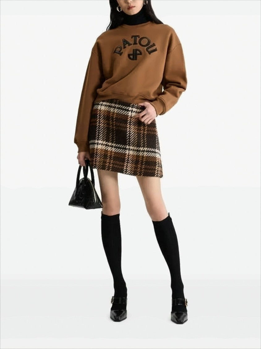 Patou Cropped Long-Sleeve Sweatshirt With Graphic Detail