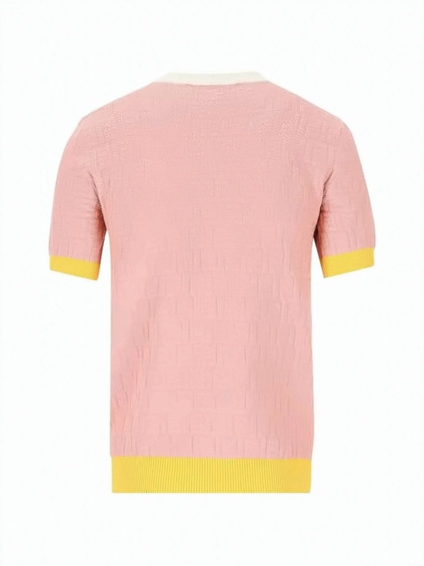 Fendi Textured Knit Sweater With Contrasting Ribbed Trims
