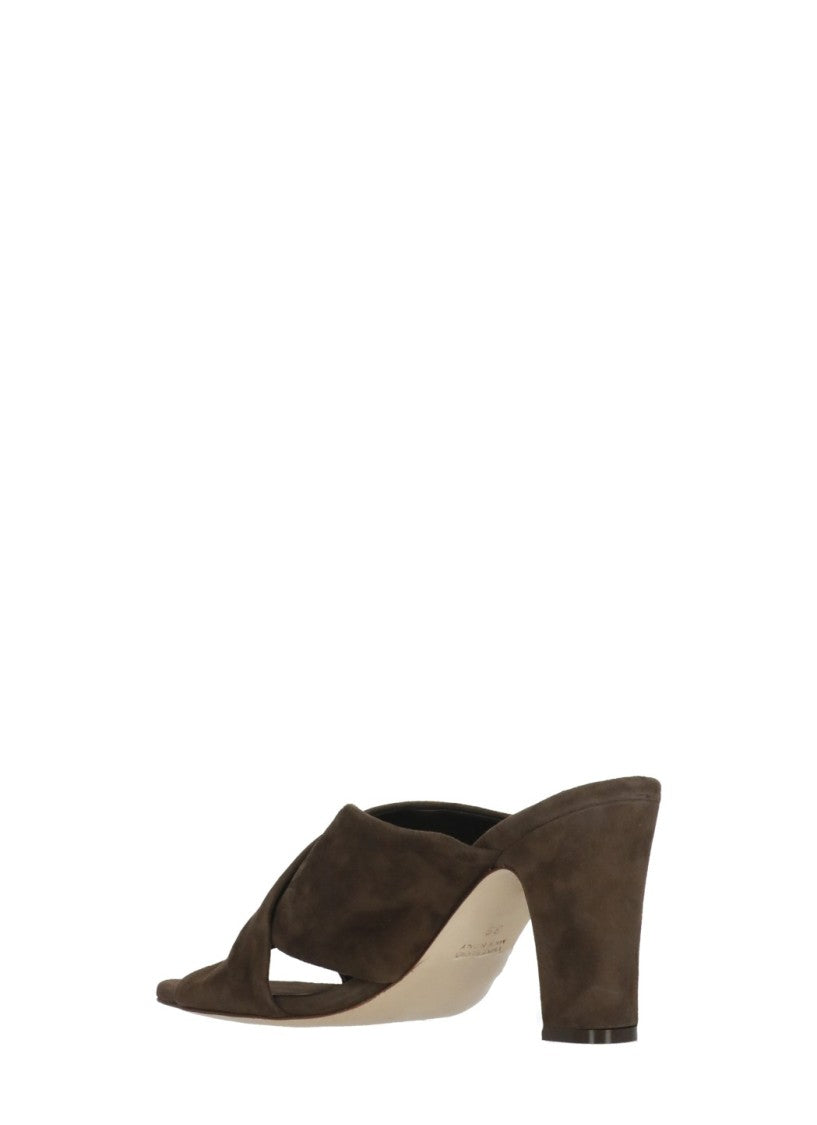 Juilie Dee Brown Crossed Bands Suede Sandals