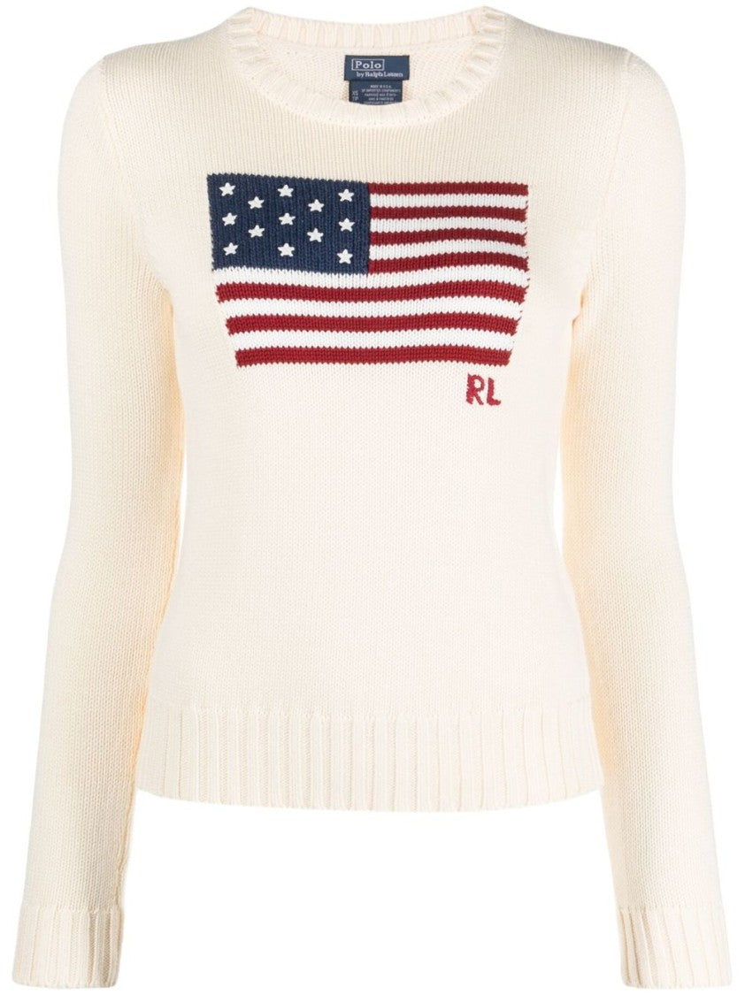 Polo Ralph Lauren Classic Crew Neck Sweater With American Flag Design