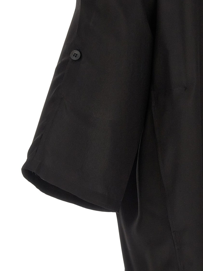 Yohji Yamamoto Marine Motif Satin Silk Shirt With Snap Button Closure