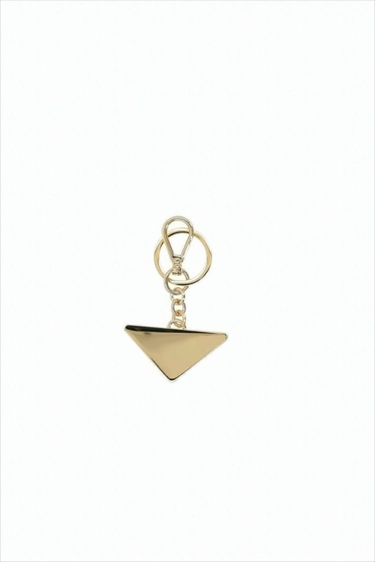 Prada Polished Gold-Tone Metal Keyring With Triangular Charm